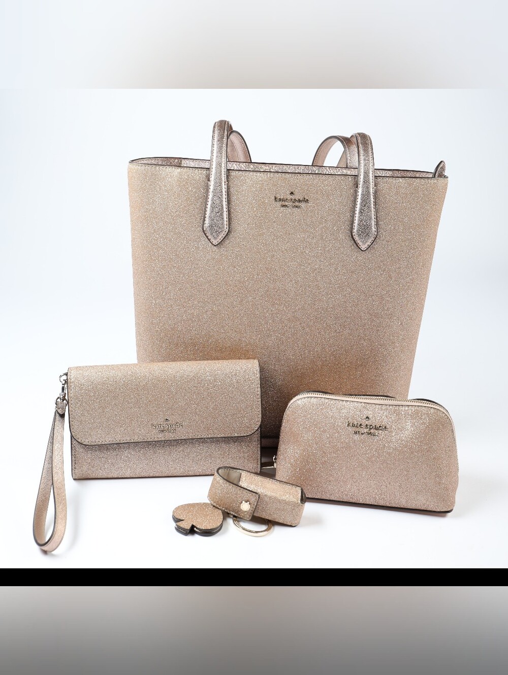 kate spade Gold Glitter Tote & Accessories Set READ!!